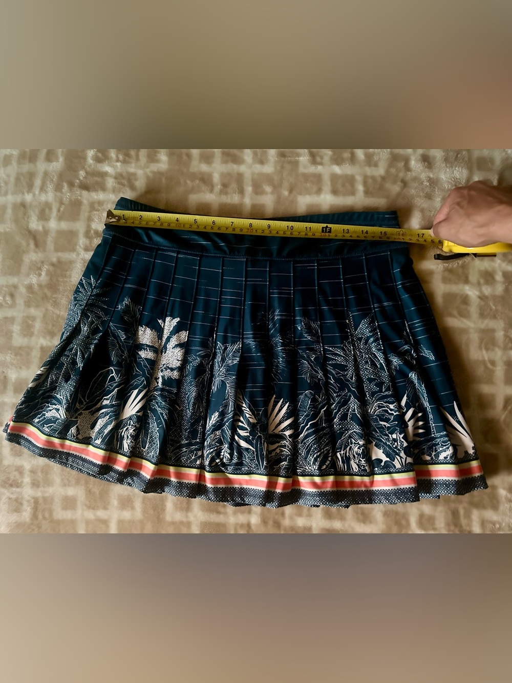 Lucky in Love Navy Tropical Pleated Mini Skort with Multicolor Hem - Picture 2 of 5